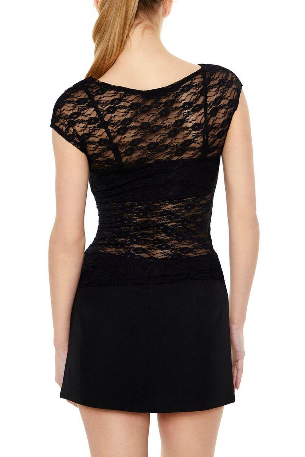 Cropped Sheer Lace Tee | Forever 21 Product Image