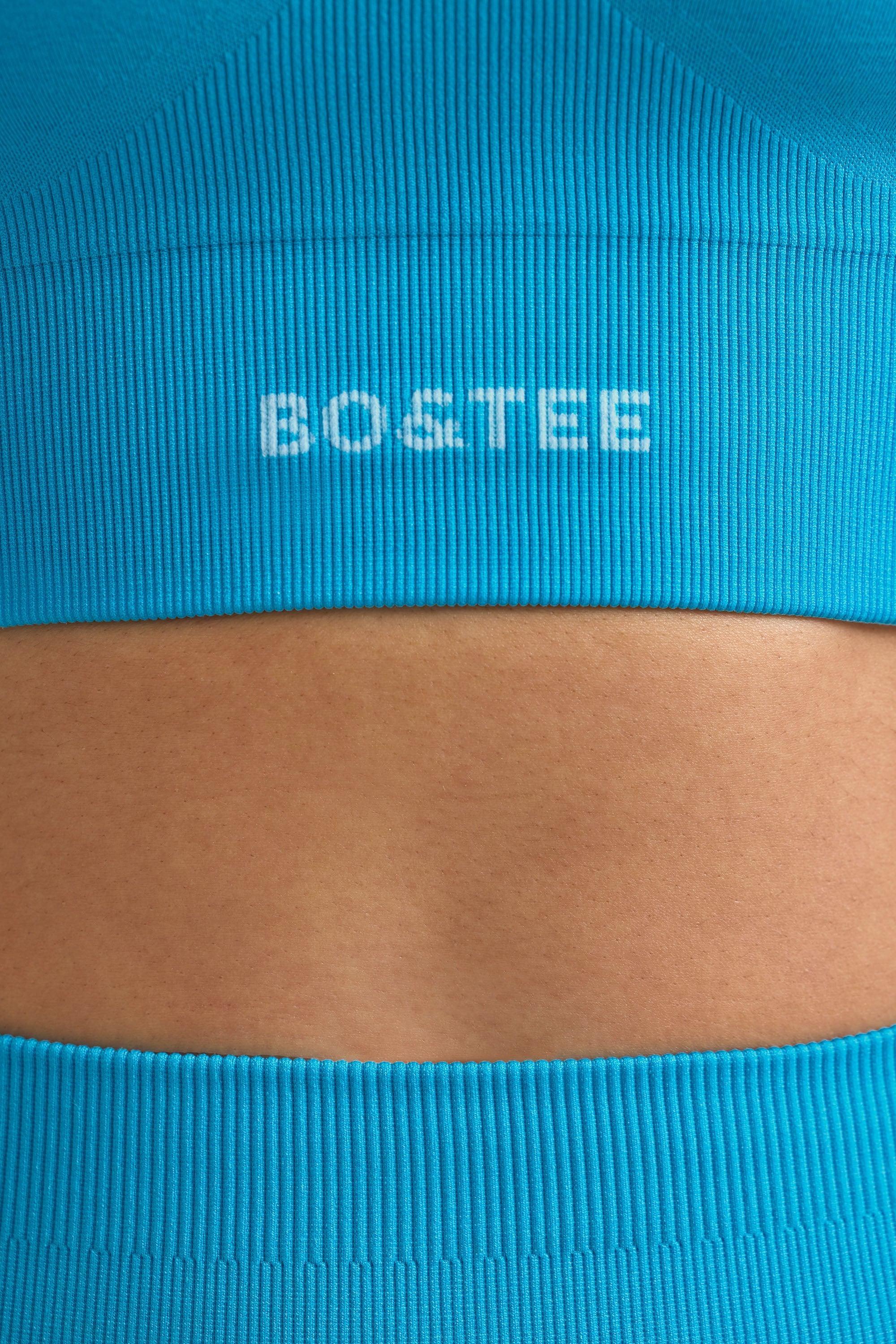 Define Luxe Halterneck Sports Bra in Turquoise Blue Female Product Image