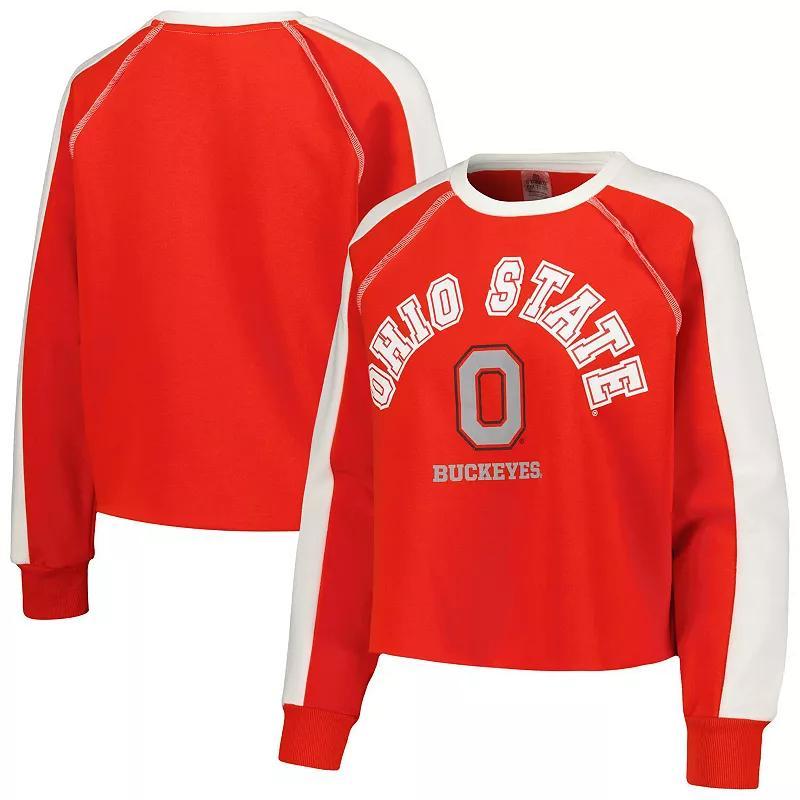 Womens Gameday Couture Scarlet Ohio State Buckeyes Blindside RaglanCropped Pullover Sweatshirt Product Image