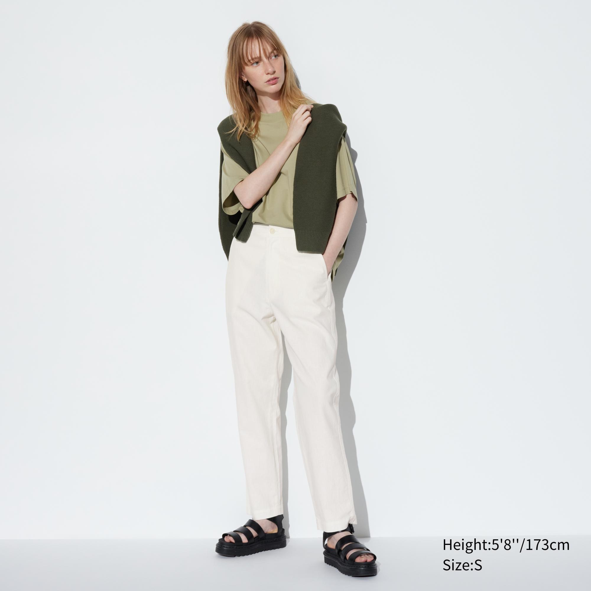 Womens Linen Cotton Tapered Pants (Tall) Off White XS UNIQLO US product image