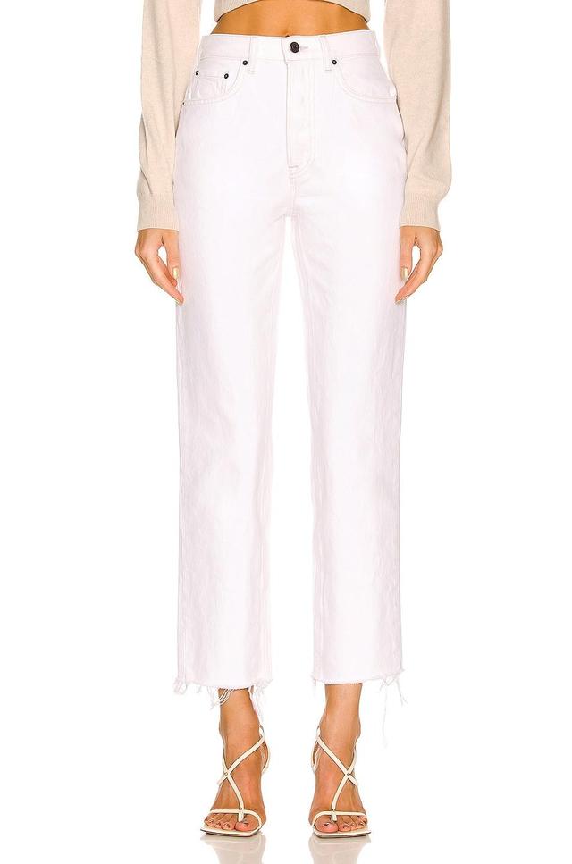 GRLFRND Cassidy Mid Rise Straight in White Product Image