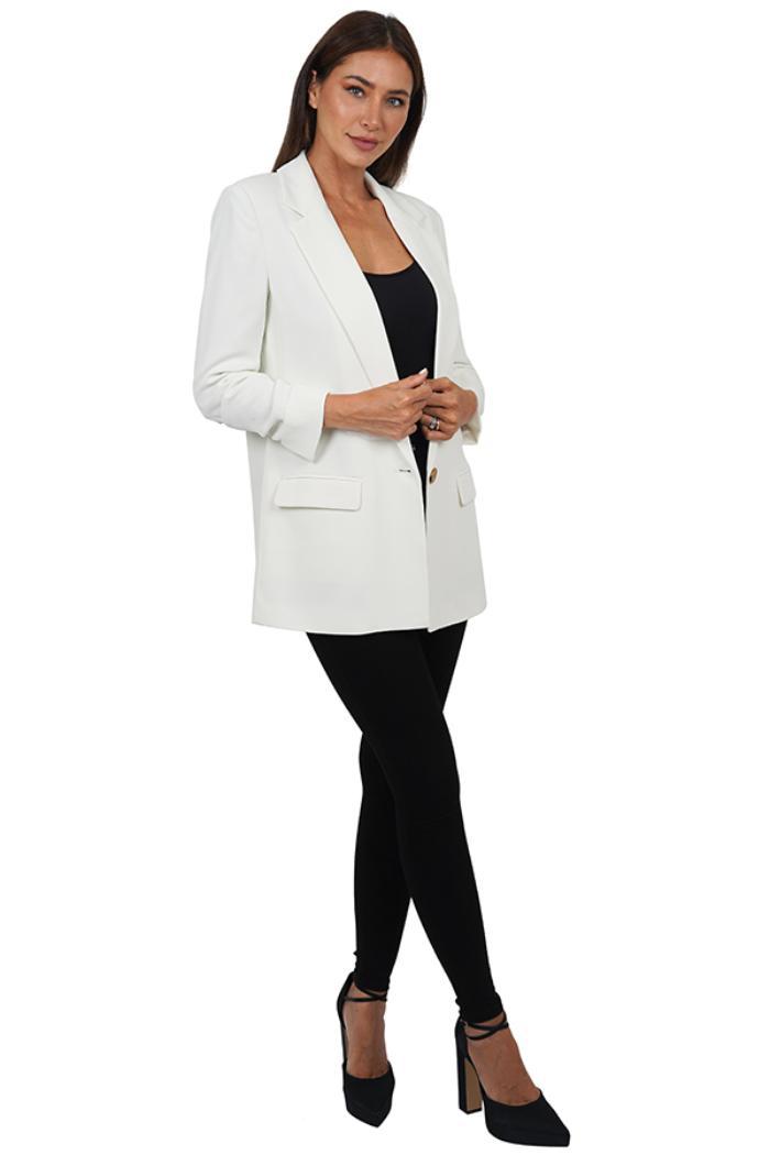 Sabrina Crepe Ruched Sleeve Boyfriend Blazer Product Image