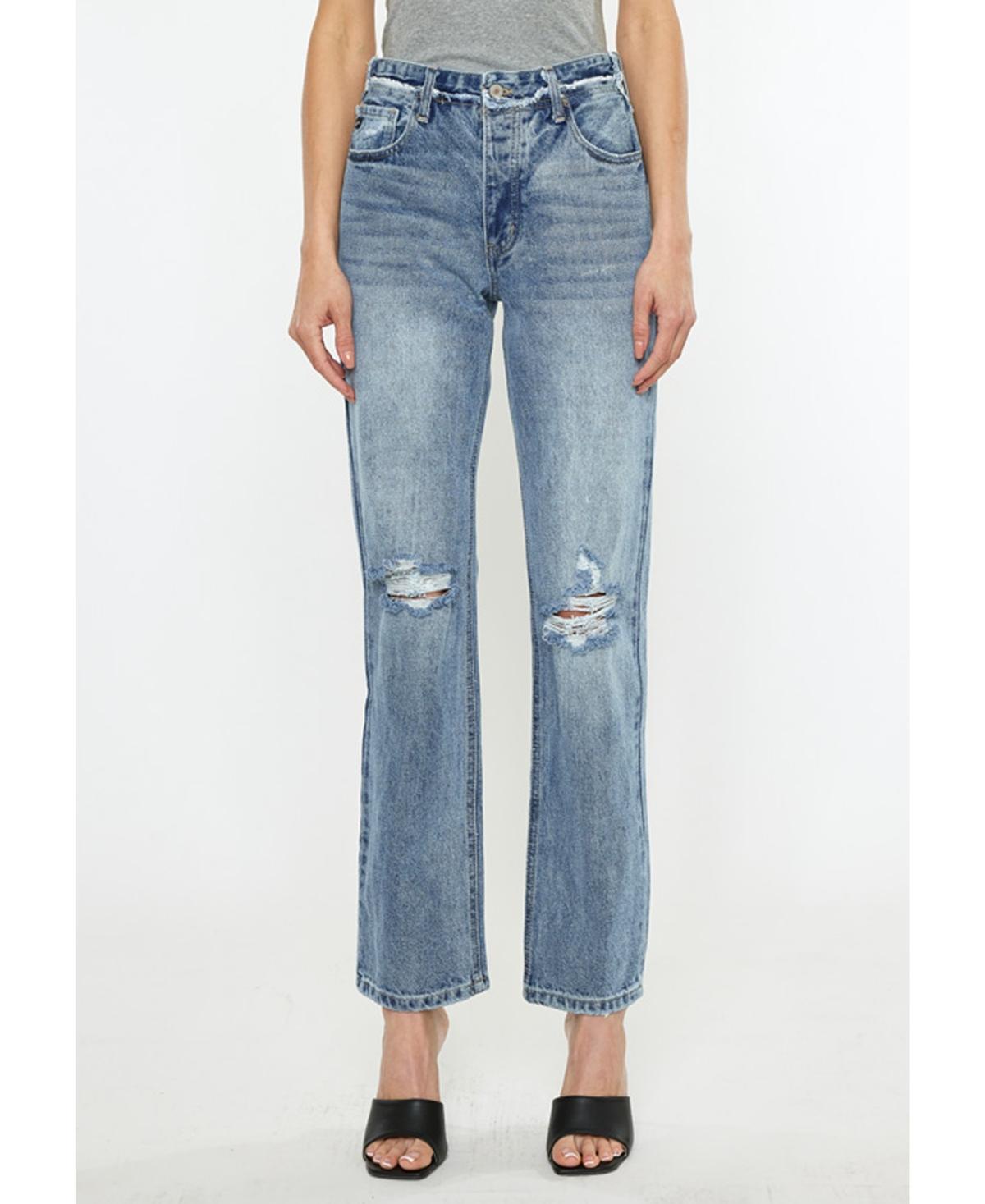 Kancan Womens High Rise Distressed 90s Straight Jeans product image