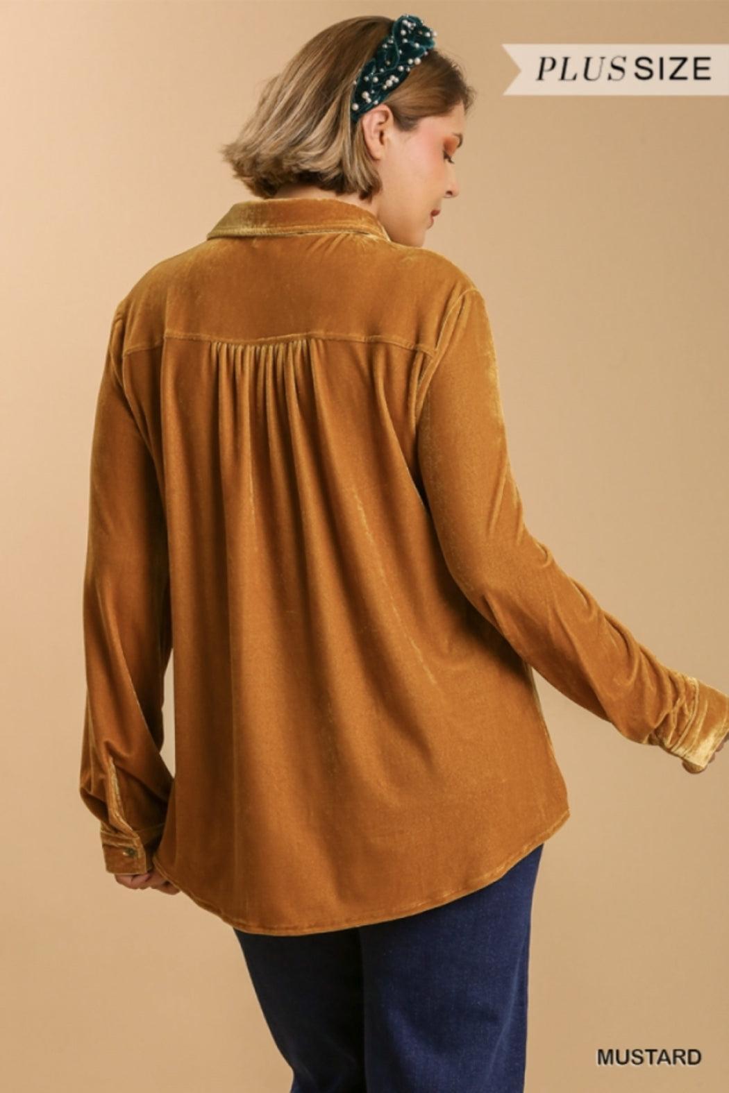 Beautiful Velvet Button Down Top Female Product Image