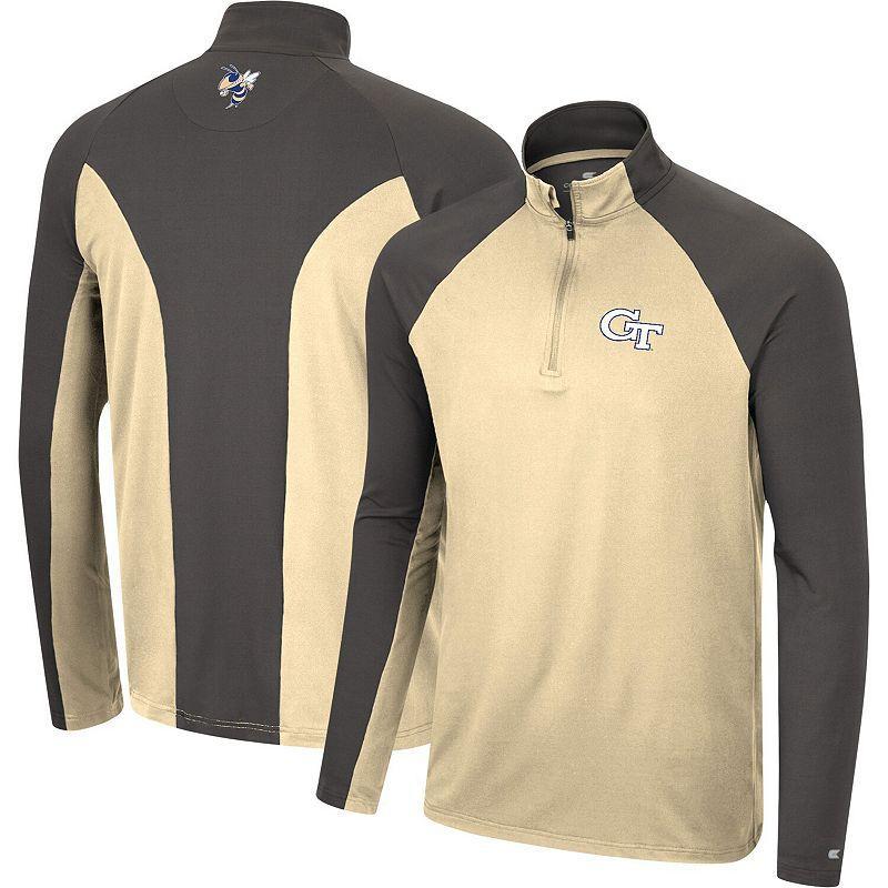 Mens Colosseum /Charcoal Georgia Tech Yellow Jackets Two Yutes Raglan Quarter-Zip Windshirt Product Image