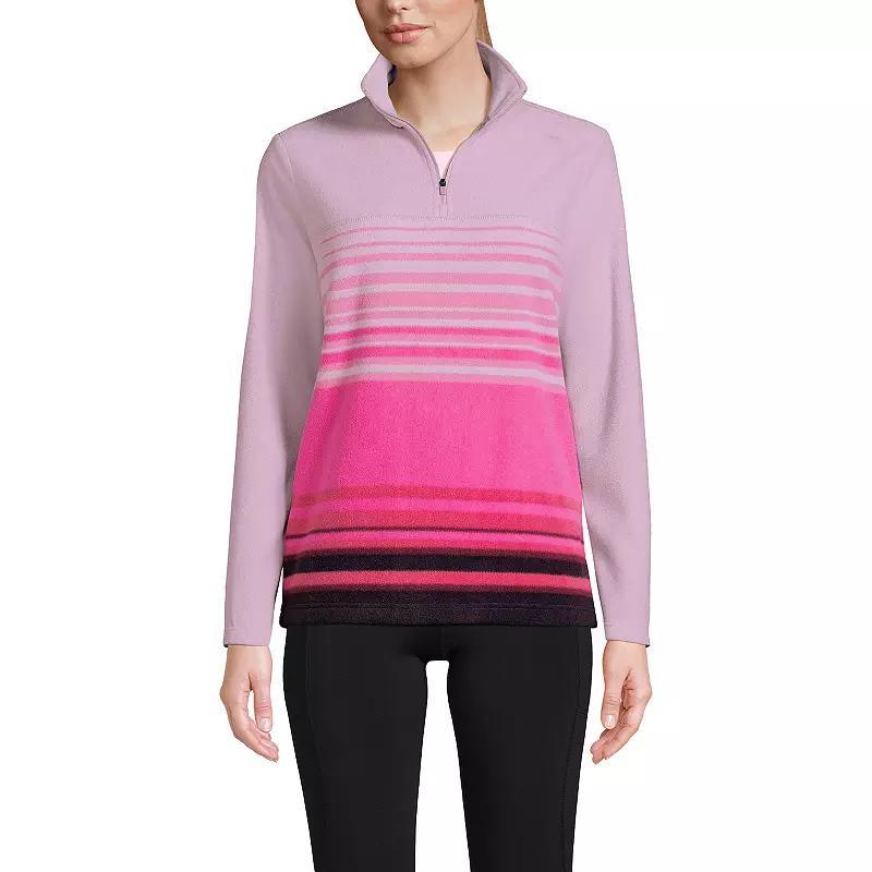 Womens Lands End Ombre Striped 1/4-Zip Yoke Fleece Pullover Product Image