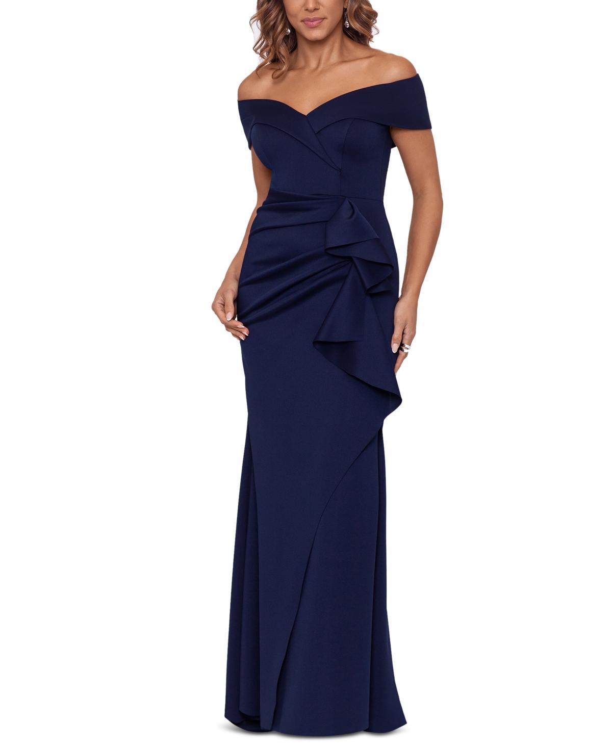 Xscape Petite Off-The-Shoulder Ruffle Gown Product Image