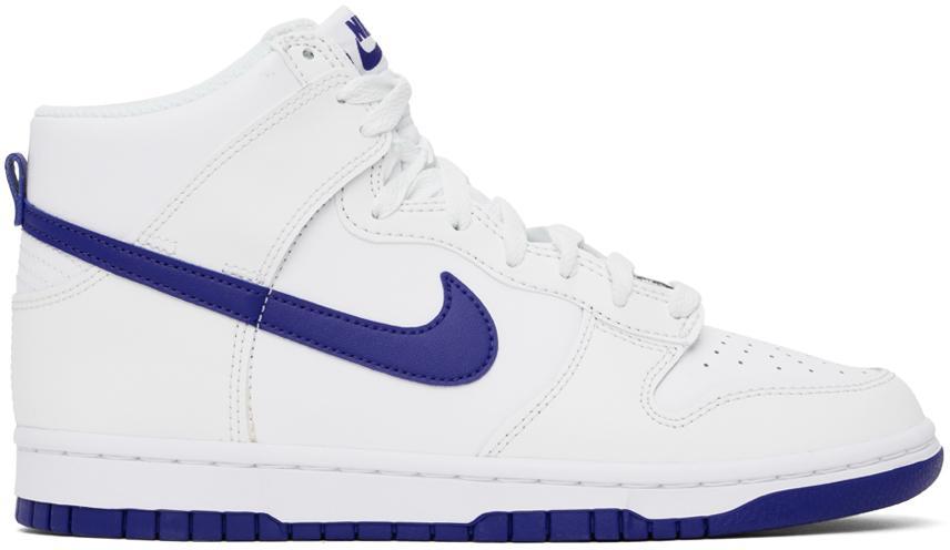 NIKE White & Purple Dunk High Retro Sneakers In White/concord-summit Product Image