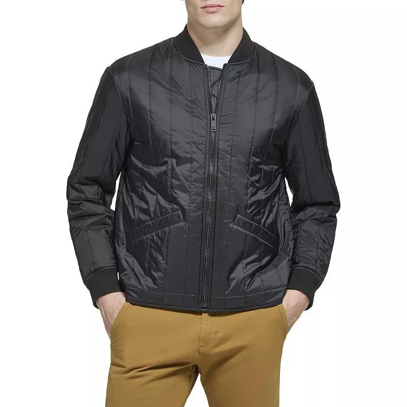 Mens Dockers Bomber Jacket with Vertical Quilting Blue Product Image