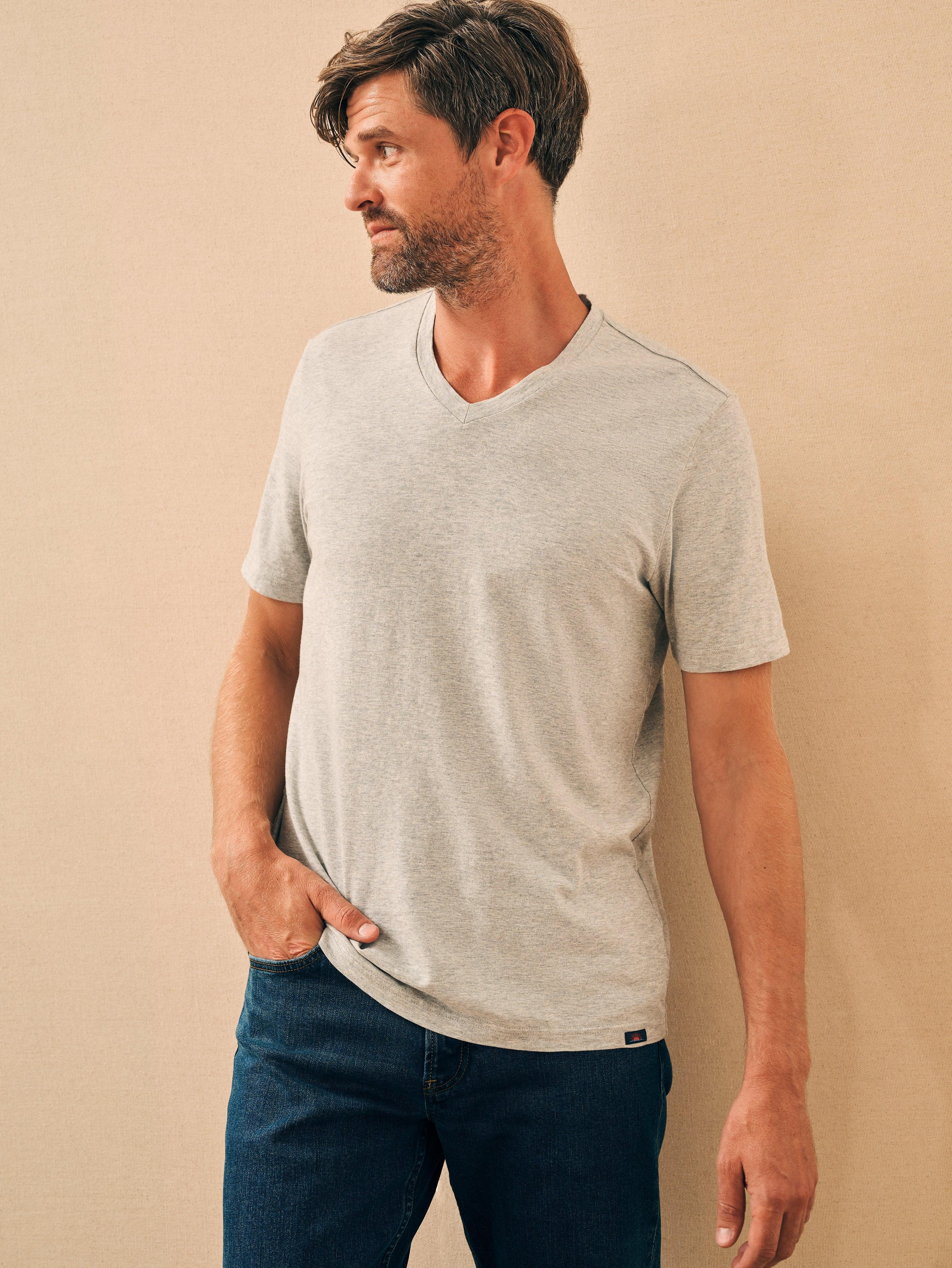 Sunwashed V-Neck Tee - Heather Grey Male Product Image