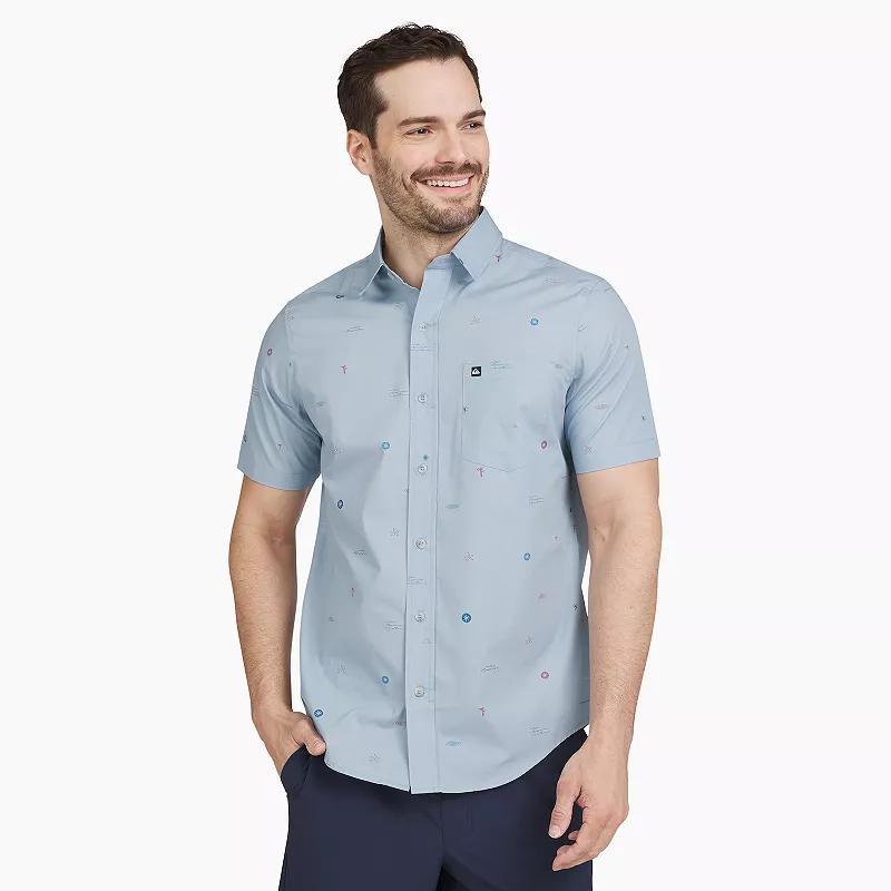 Mens Quiksilver Printed Short Sleeve Button Down Shirt Product Image