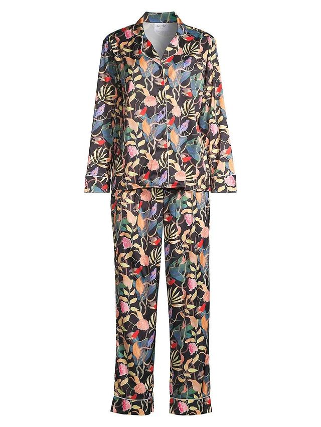 Womens Sunset Ocean Dip Floral Long Pajama Set Product Image