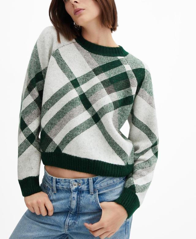 MANGO - Checks knitted sweater greenWomen Product Image