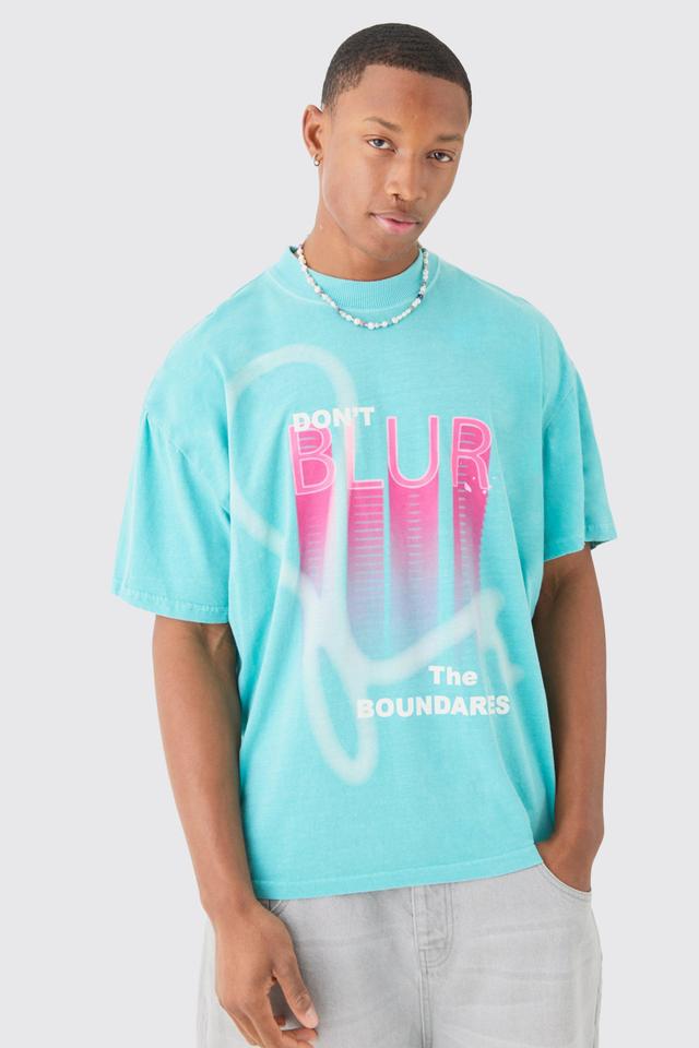 Oversized Boxy Washed Blurred Wash Print T-shirt | boohooMAN USA Product Image