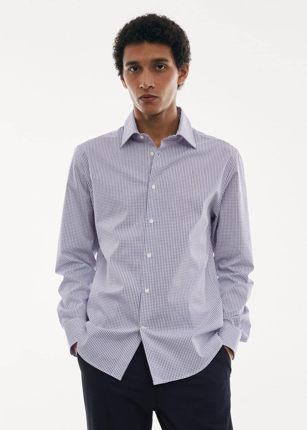 MANGO MAN - Micro-stretch fabric shirt navyMen Product Image