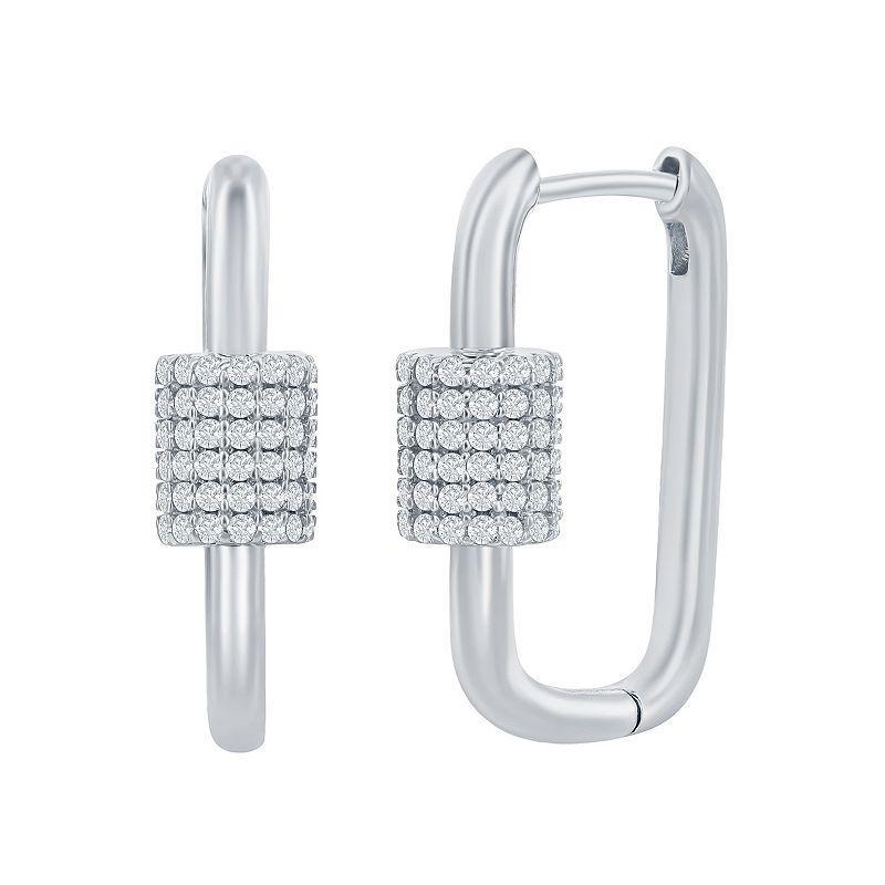 Cubic Zirconia Paper Clip Earrings, Womens, Sterling Product Image