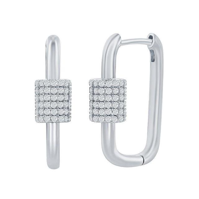 Cubic Zirconia Paper Clip Earrings, Womens, Sterling Product Image