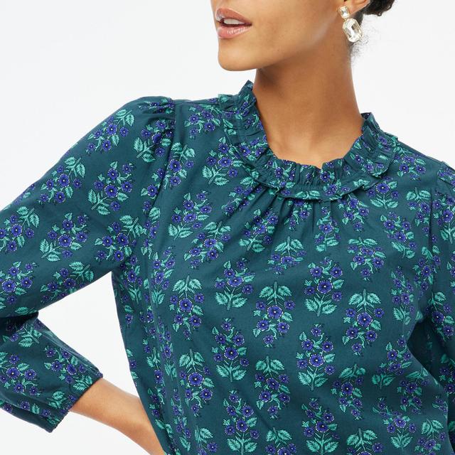 Long-sleeve ruffleneck poplin blouse Product Image