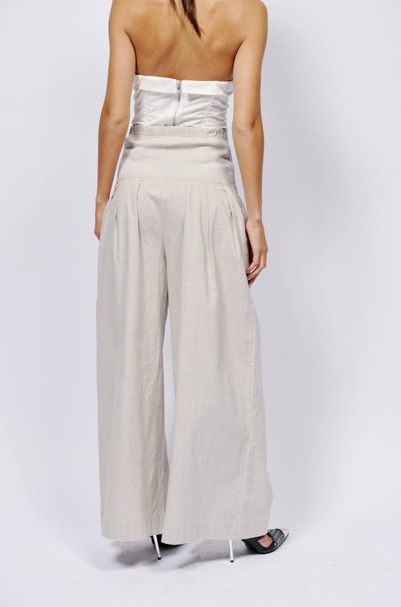 LUNA HIGH WAISTED WIDE LEG LINEN TROUSER Product Image