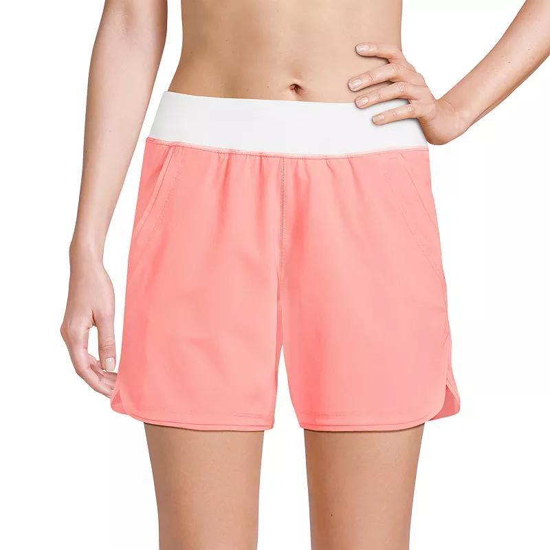 Womens Lands End 5 Quick Dry Swim Shorts With Panty Carmine Pink Product Image