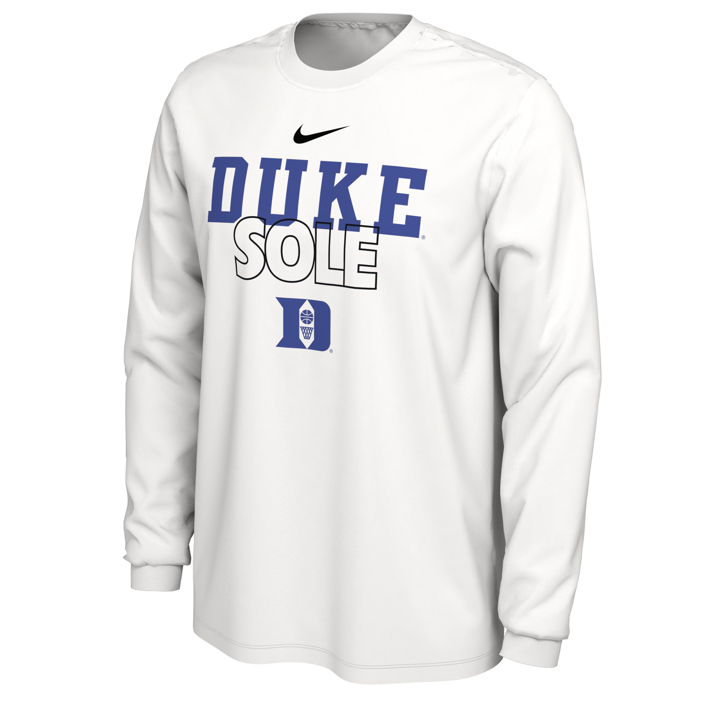 Mens Nike White Duke Blue Devils On Court Long Sleeve T-shirt Product Image