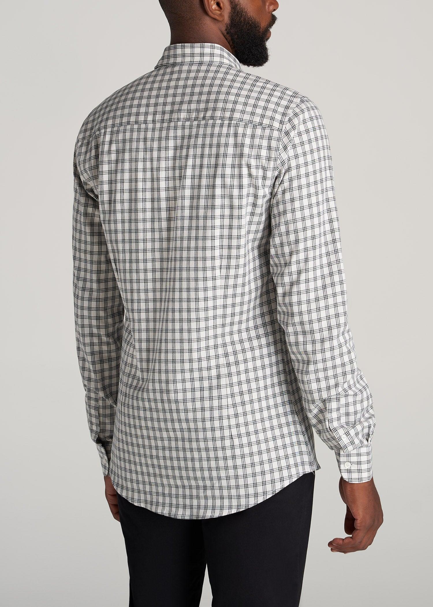 Oskar Button-Up Dress Shirt for Tall Men in Black & White Window Pane Product Image