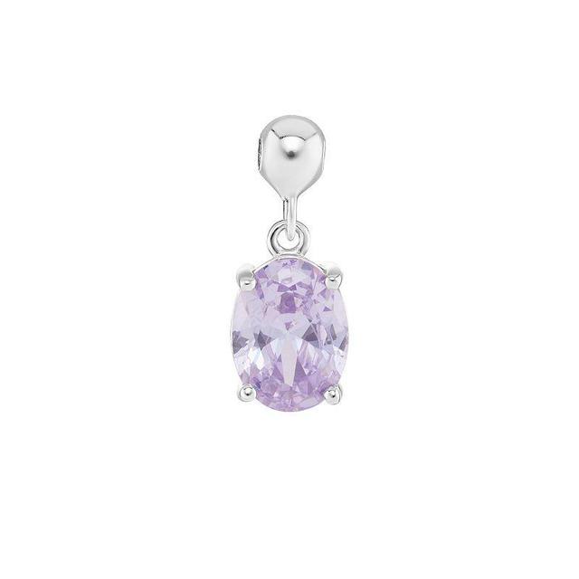 PRIMROSE Sterling Silver Oval Cubic Zirconia Sliding Charm, Womens, Purple Product Image