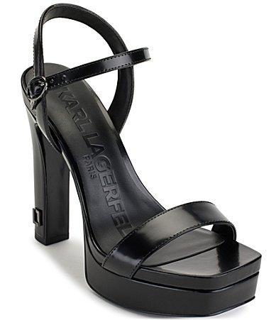 KARL LAGERFELD PARIS Jaina Leather Platform Ankle Strap Dress Sandals Product Image