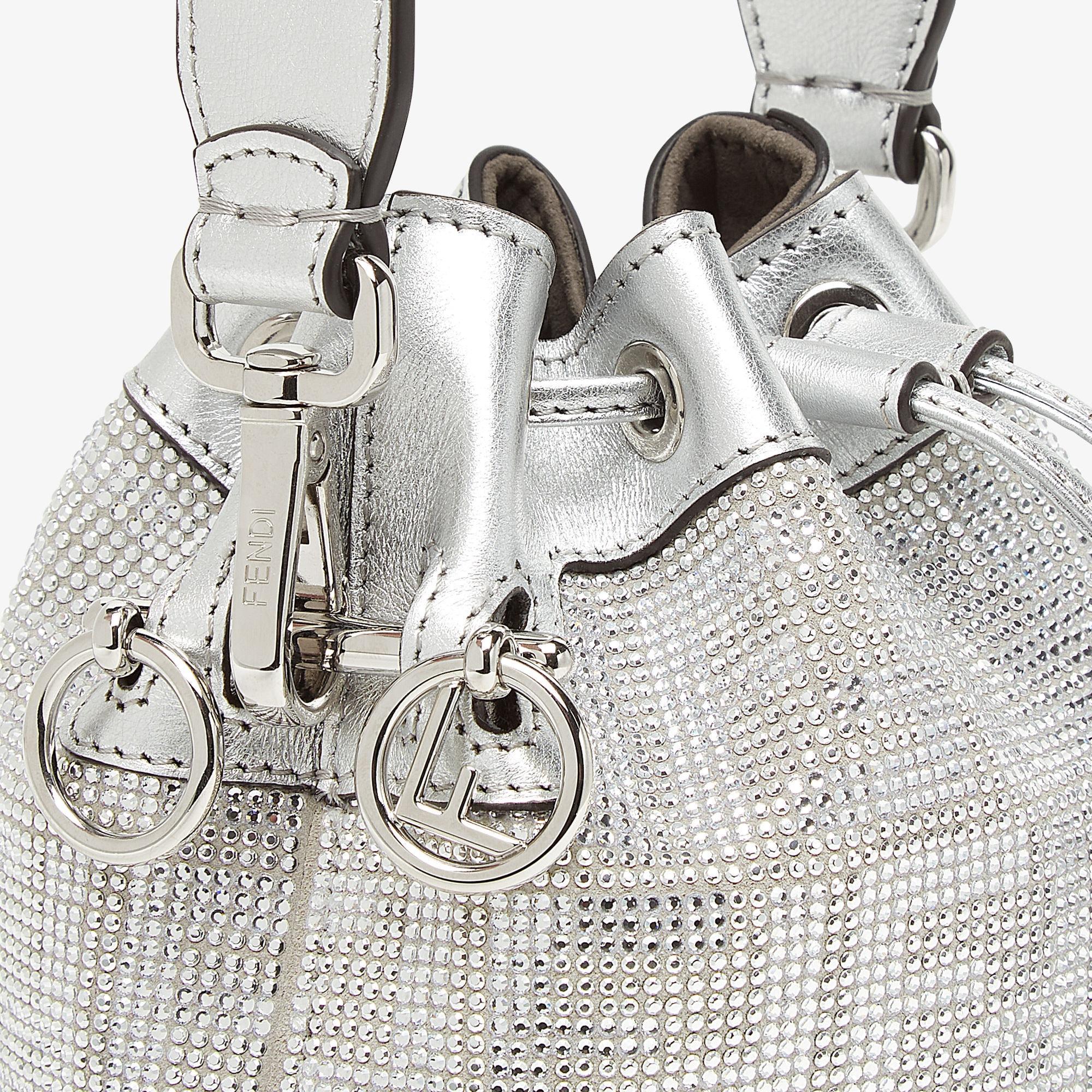 Mon TresorSilver leather mini bag with crystal FF motif Product Image