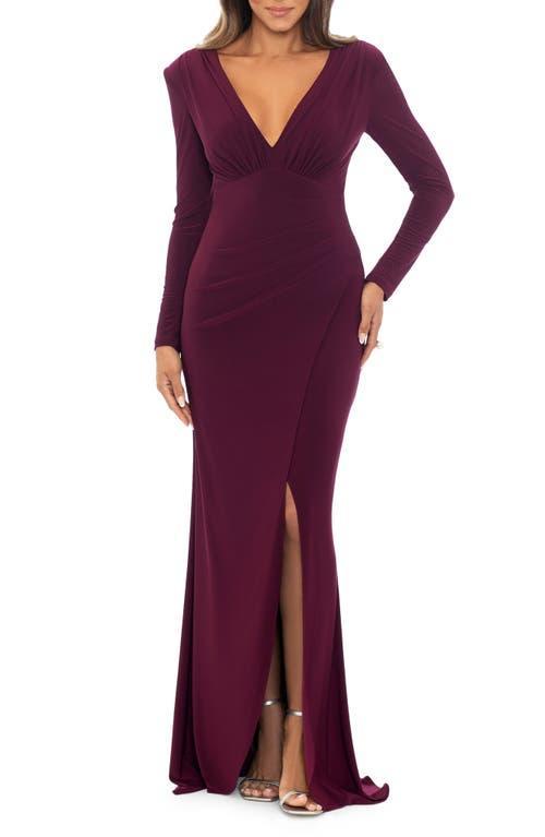 Xscape Evenings Long Sleeve Plunge Neck Gown Product Image