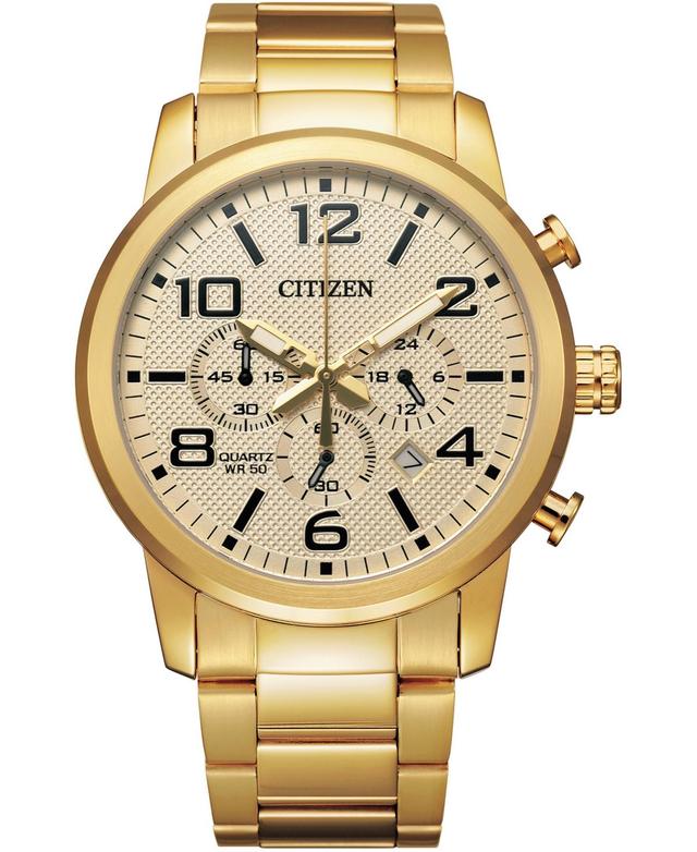 Citizen Mens Gold Tone Stainless Steel Chronograph Watch - AN8052-55P Product Image