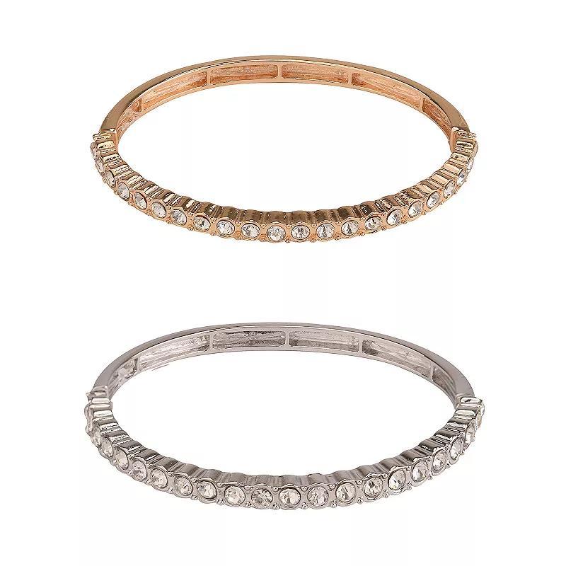 Two Tone Simulated Stone Bangle Bracelet Set, Womens, None Product Image