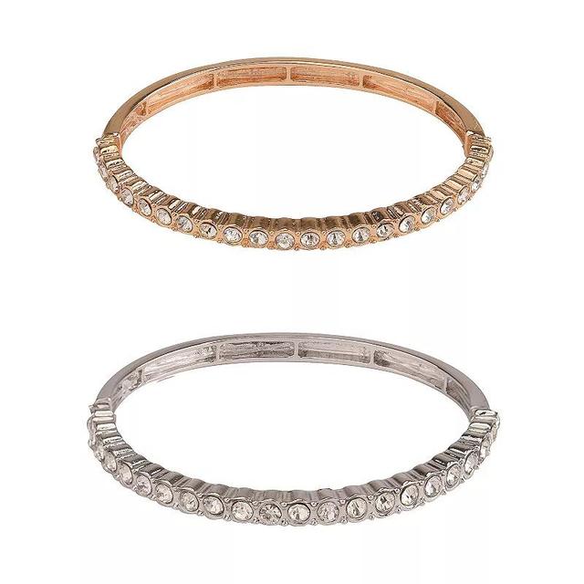 Two Tone Simulated Stone Bangle Bracelet Set, Womens, None Product Image