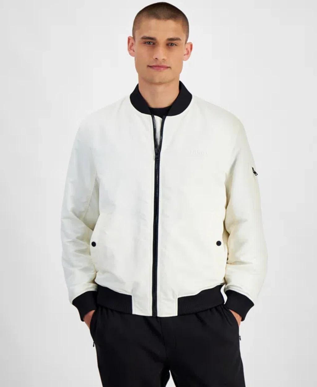 Hugo By  Men's Baken2435 Slim-fit Satin Bomber Jacket In White Product Image