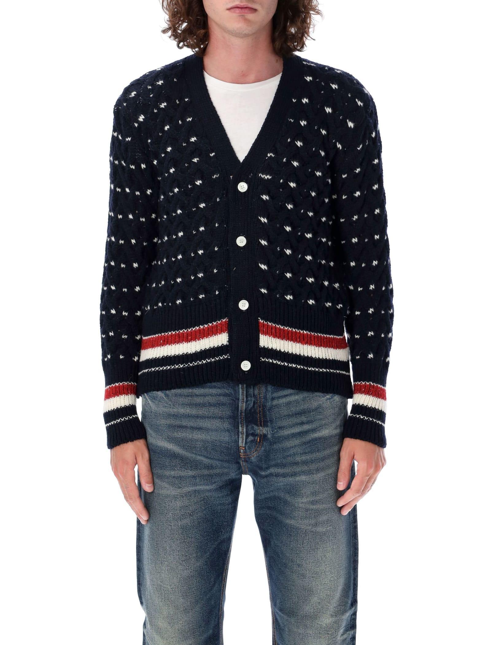 All-over Cable Stitch Cardigan In Blue Product Image