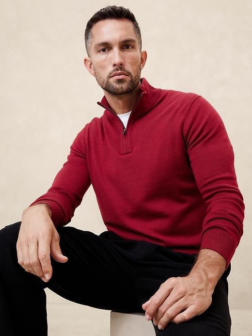 Merino Wool Quarter-Zip Sweater Product Image