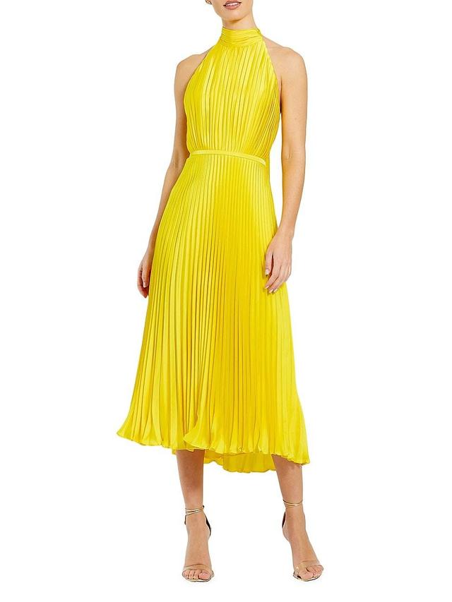 Womens Ieena Pleated Halter Midi-Dress Product Image