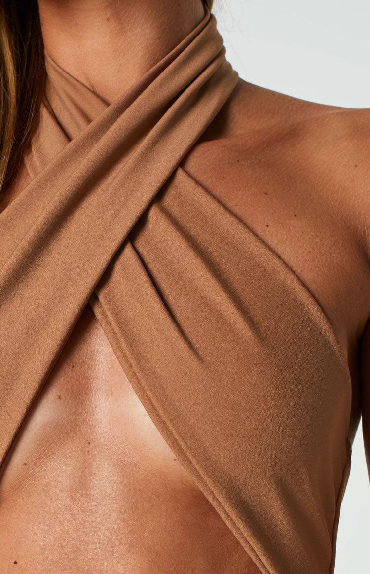 Finley Tan Halter Mini Dress Product Image