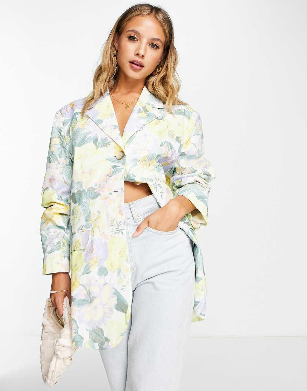 ASOS DESIGN floral oversized grandad blazer Product Image