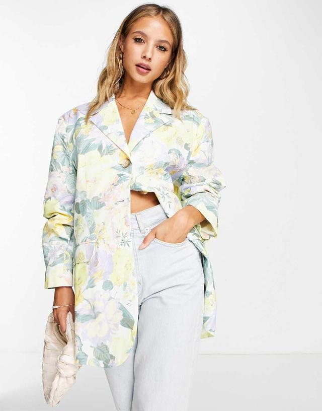 ASOS DESIGN floral oversized grandad blazer Product Image