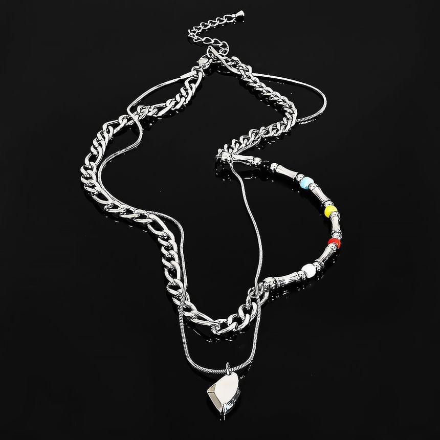 Beaded Stainless Steel Layered Necklace Product Image