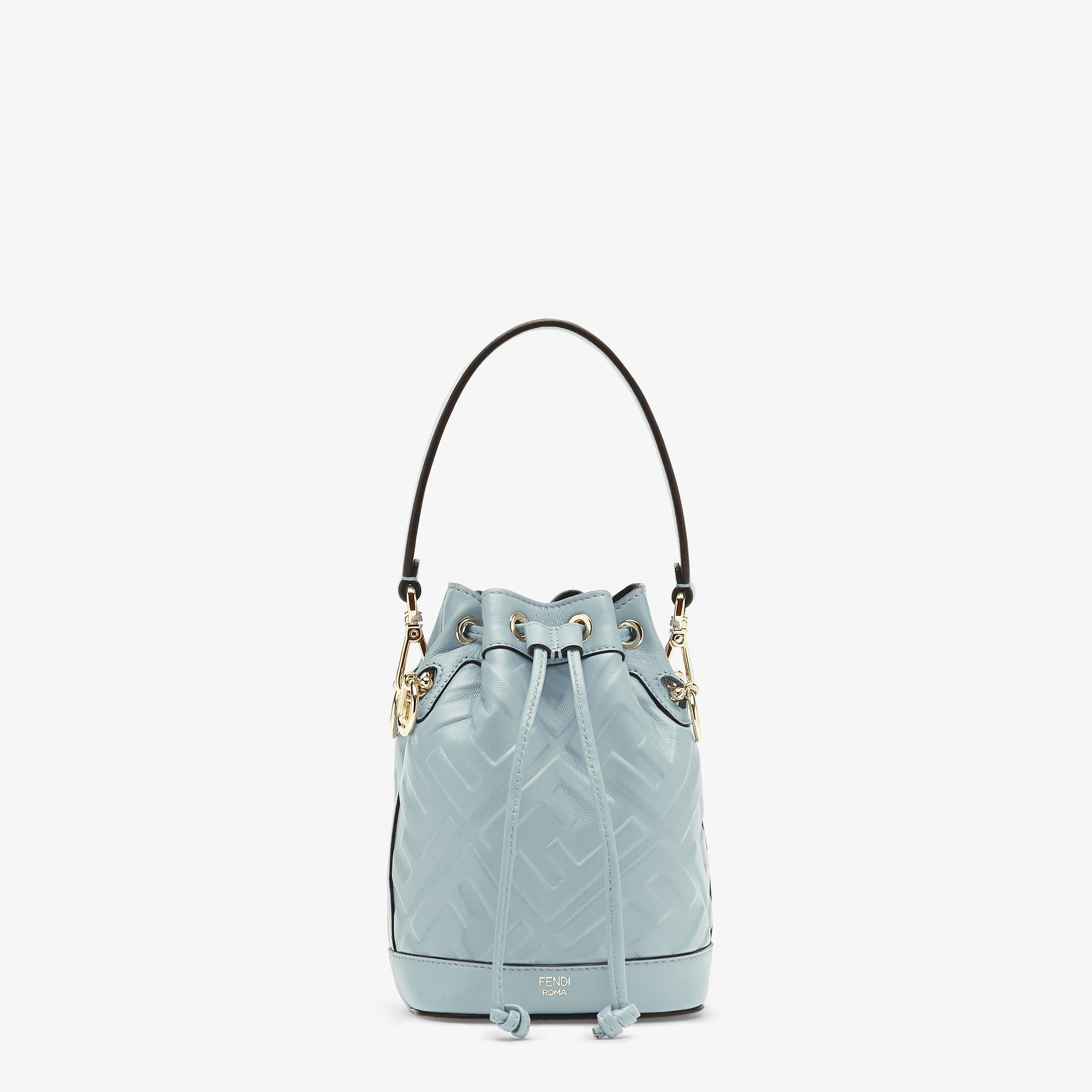 Mon TresorLight blue leather mini-bag with FF motif Product Image