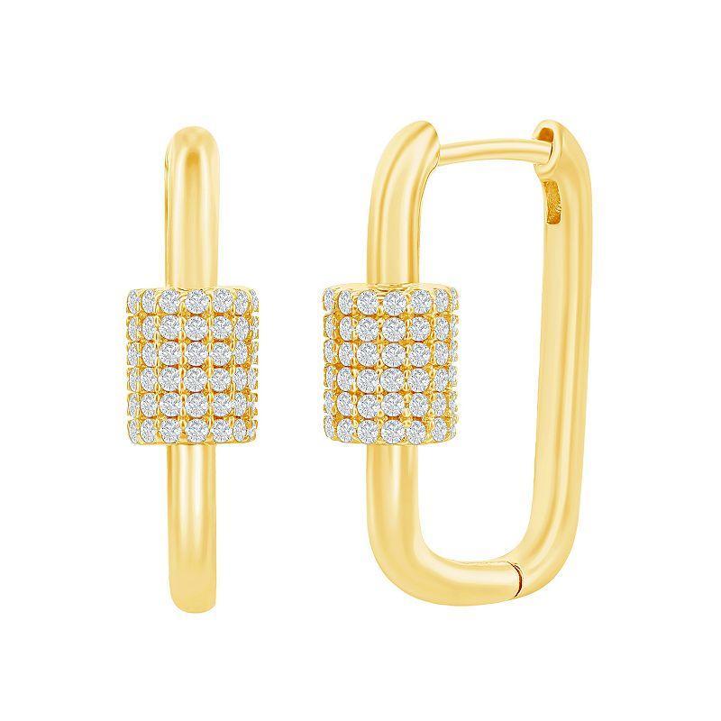 Cubic Zirconia Paper Clip Earrings, Womens, Yellow Product Image