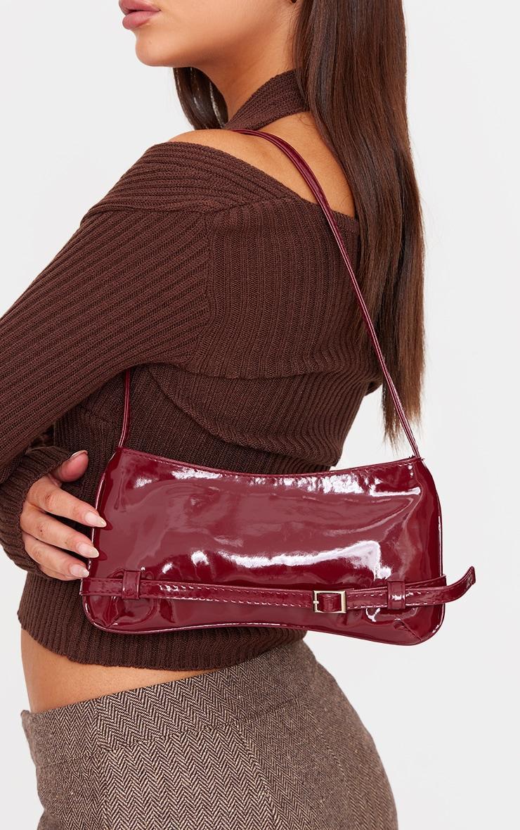 Burgundy Patent Pu Buckle Baguette Shoulder Bag product image