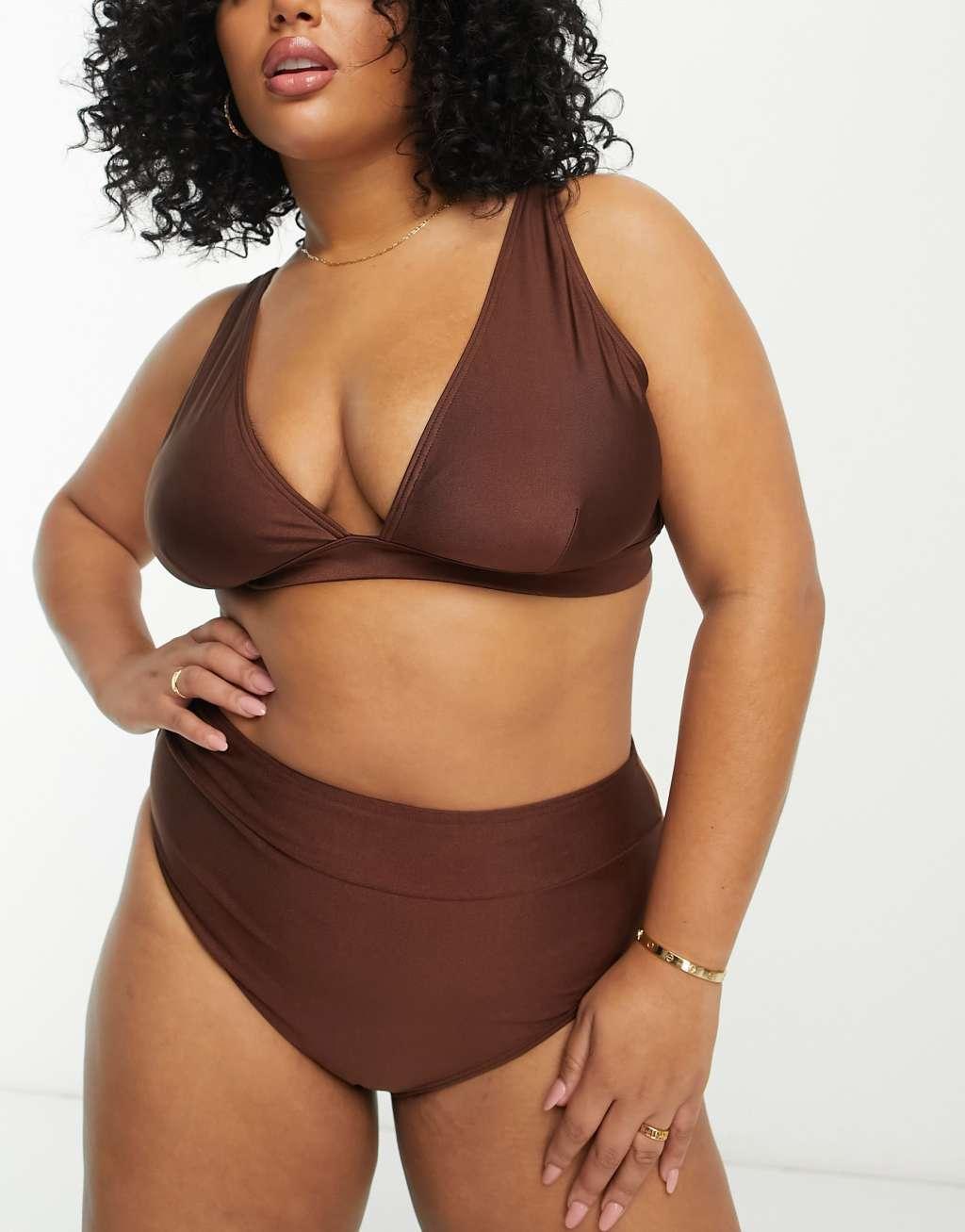 South Beach Curve Exclusive high apex triangle bikini top Product Image