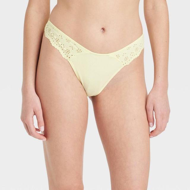 Womens Eyelet Thong - Colsie Light Yellow XL Product Image