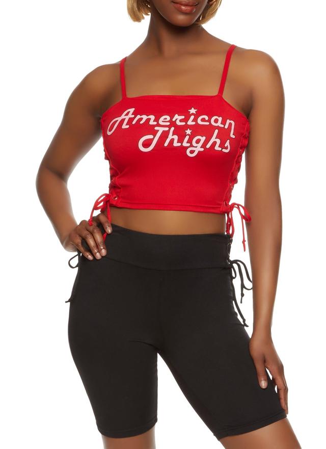 Womens American Thighs Lace Up Side Crop Top Product Image