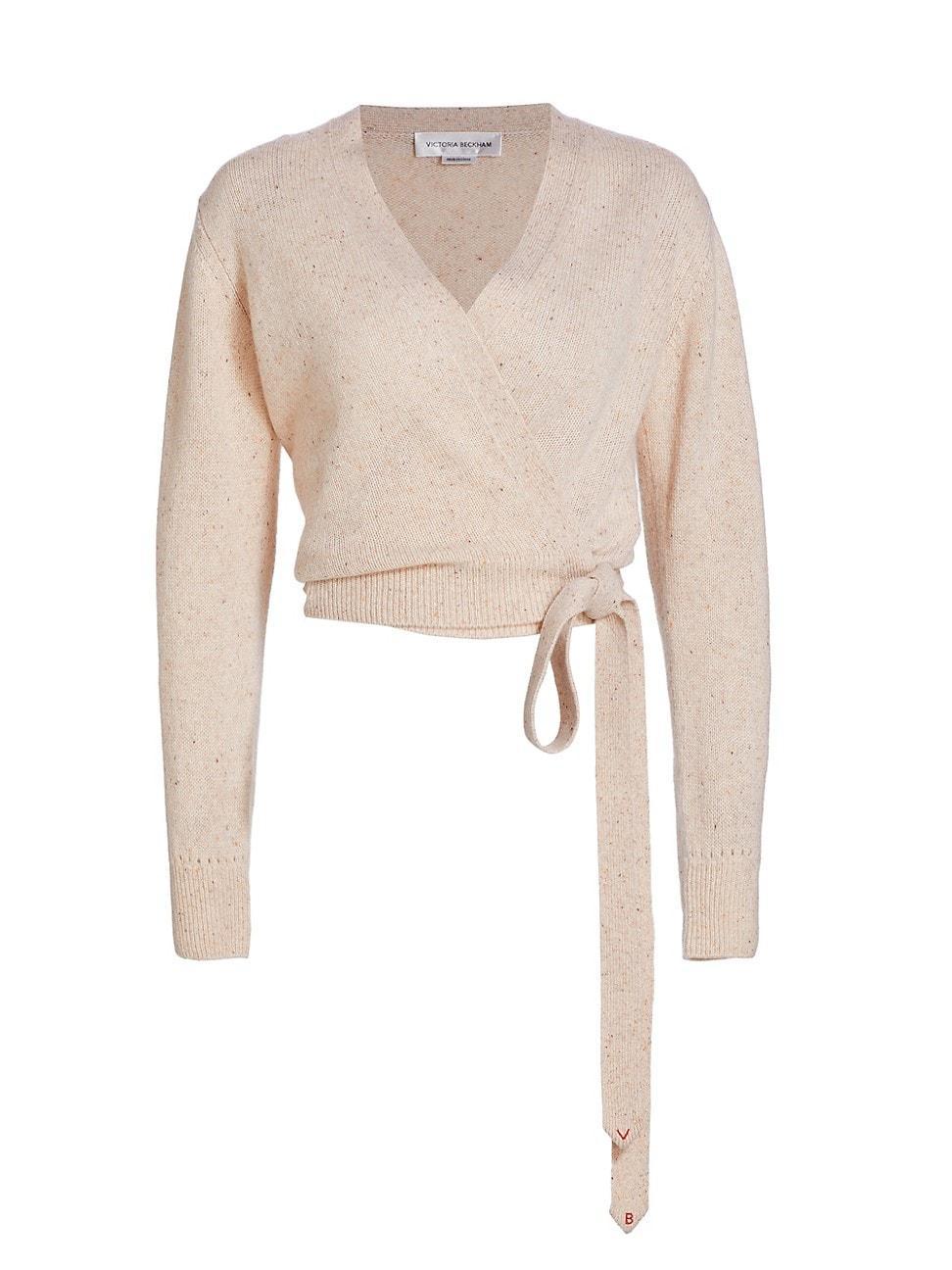 Womens Cashmere Cropped Wrap Cardigan Product Image