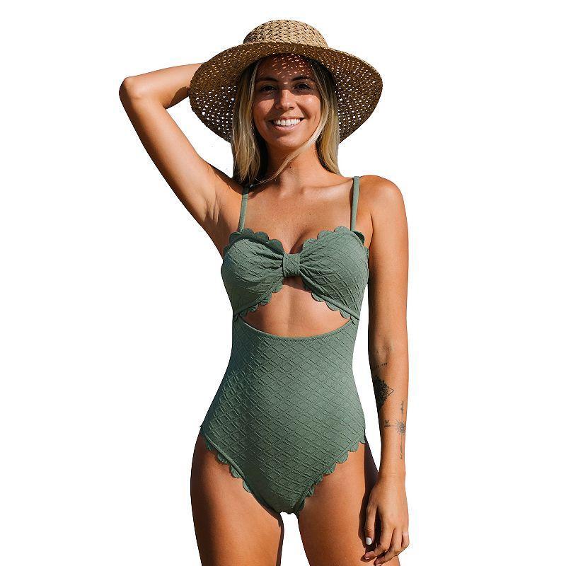 Womens CUPSHE Cutout Scallop Trim One-Piece Swimsuit Product Image