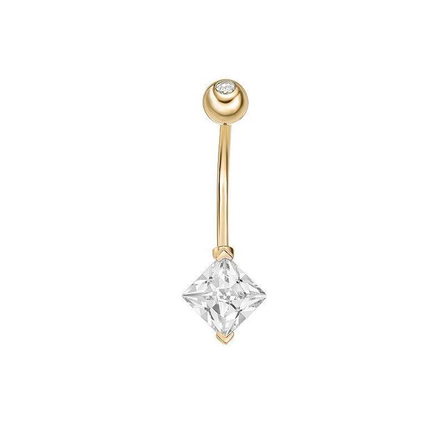 Lila Moon 10k Gold Cubic Zirconia Curved Belly Ring, Womens Product Image